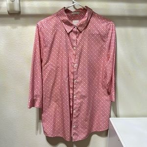 Chicos size 2 red and white pattern No Iron shirt